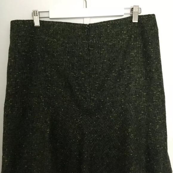 ☀️ Elie Tahari 10 Green Tweed Skirt Floral Lined - Picture 4 of 7